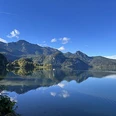 Ausblick vom Seehaus auf den Kochelsee und den Herzogstand