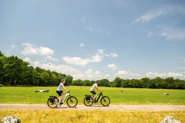 Radfahrende in den Queichwiesen