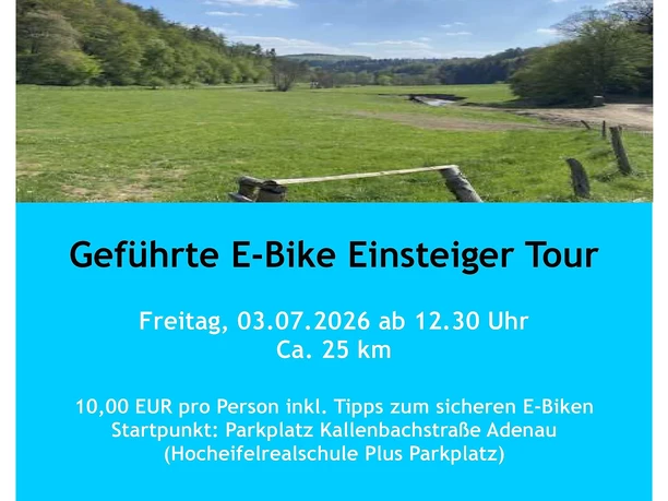 Plakat Geführte E-Bike Einsteigertour 03.07.2026