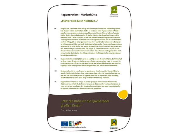 Tafel "Regeneration / Rast"