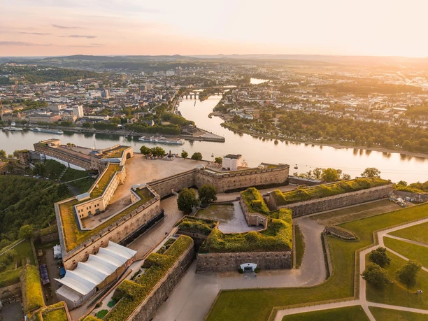 Festung Ehrenbreitstein. Luftaufnahme Festung Ehrenbreitstein. Luftaufnahme