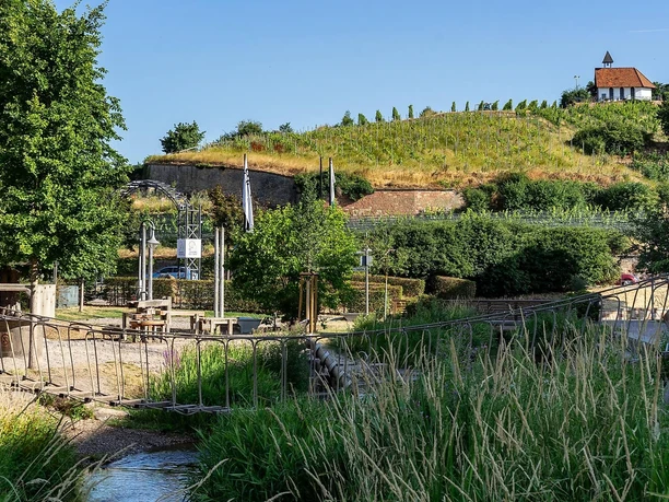 Wasserspielplatz mit Hängebrücke