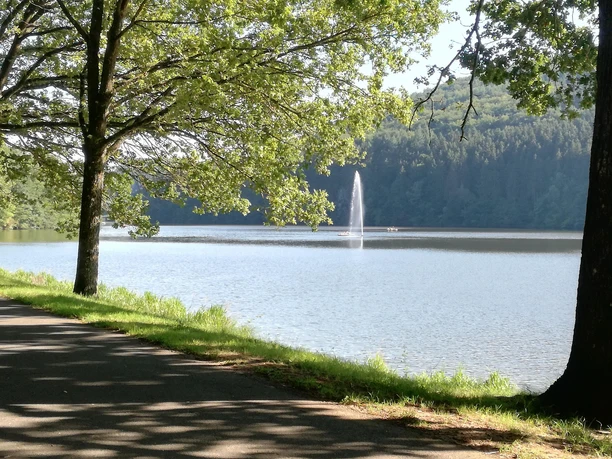 Stausee Bitburg mit Fontäne