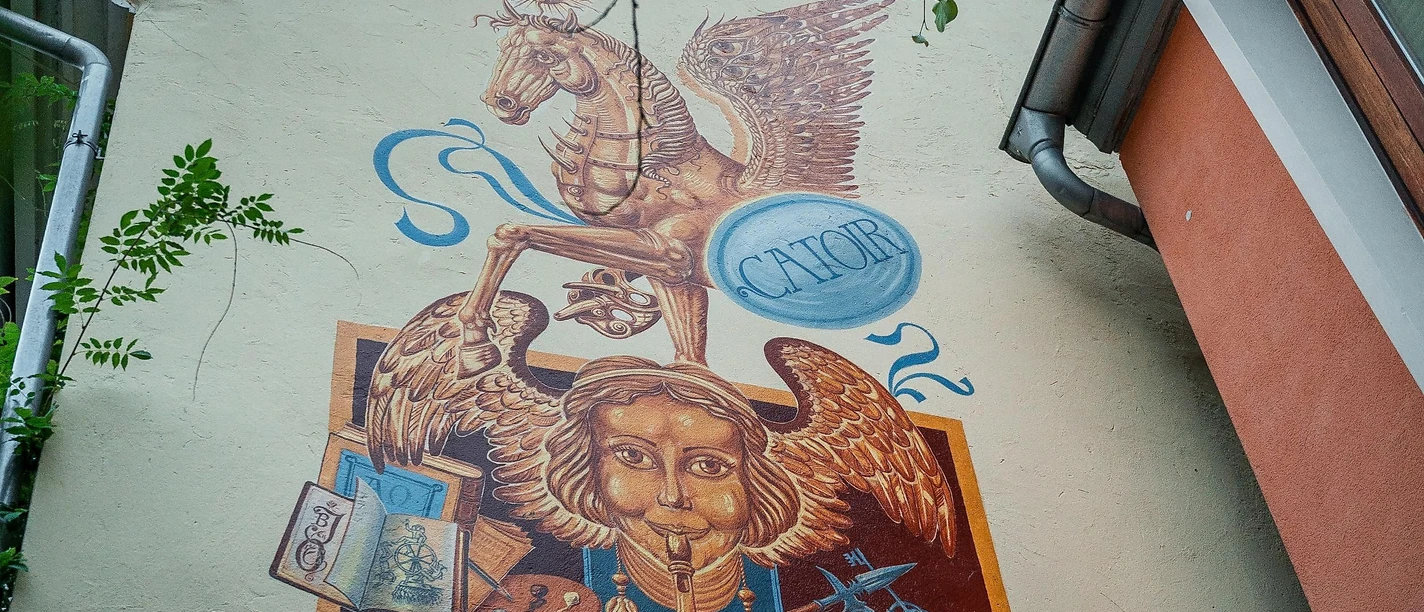 Wandbild Außenfassade Haus Catoir