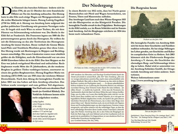 Legende zum Plan der Festung Arenberg