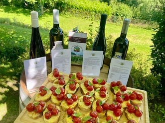 Leckerlis und Verkostung bei Weinwanderung