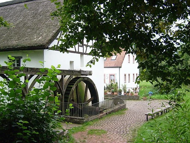 Altes Mühlenrad der Johann-Adams-Mühle