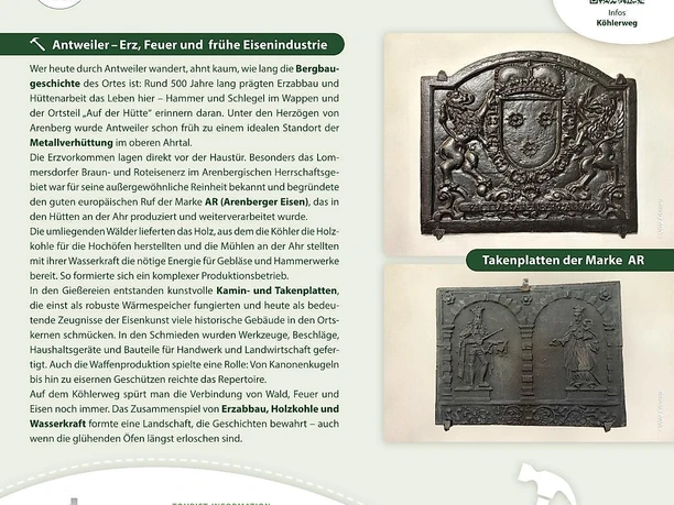 Infotafel Köhlerweg - Eisenverhüttung Antweiler Infotafel Köhlerweg - Eisenverhüttung Antweiler