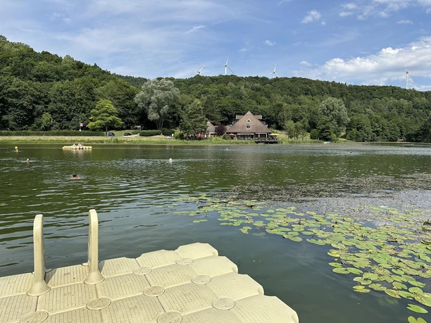 Blick auf die Badestelle am Waldsee Rieden
