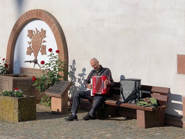 Kattelbasbrunnen mit Akkordeonspieler