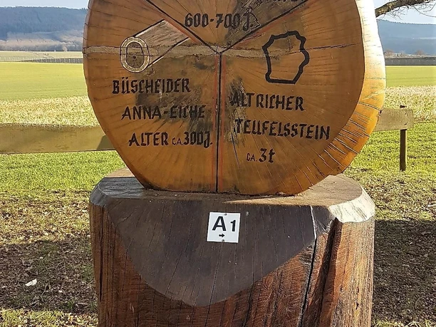 Hinweisetafel an der Dicken Eiche