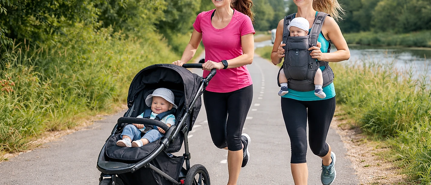 Fit mit Baby/Kleinkind auf dem Radweg