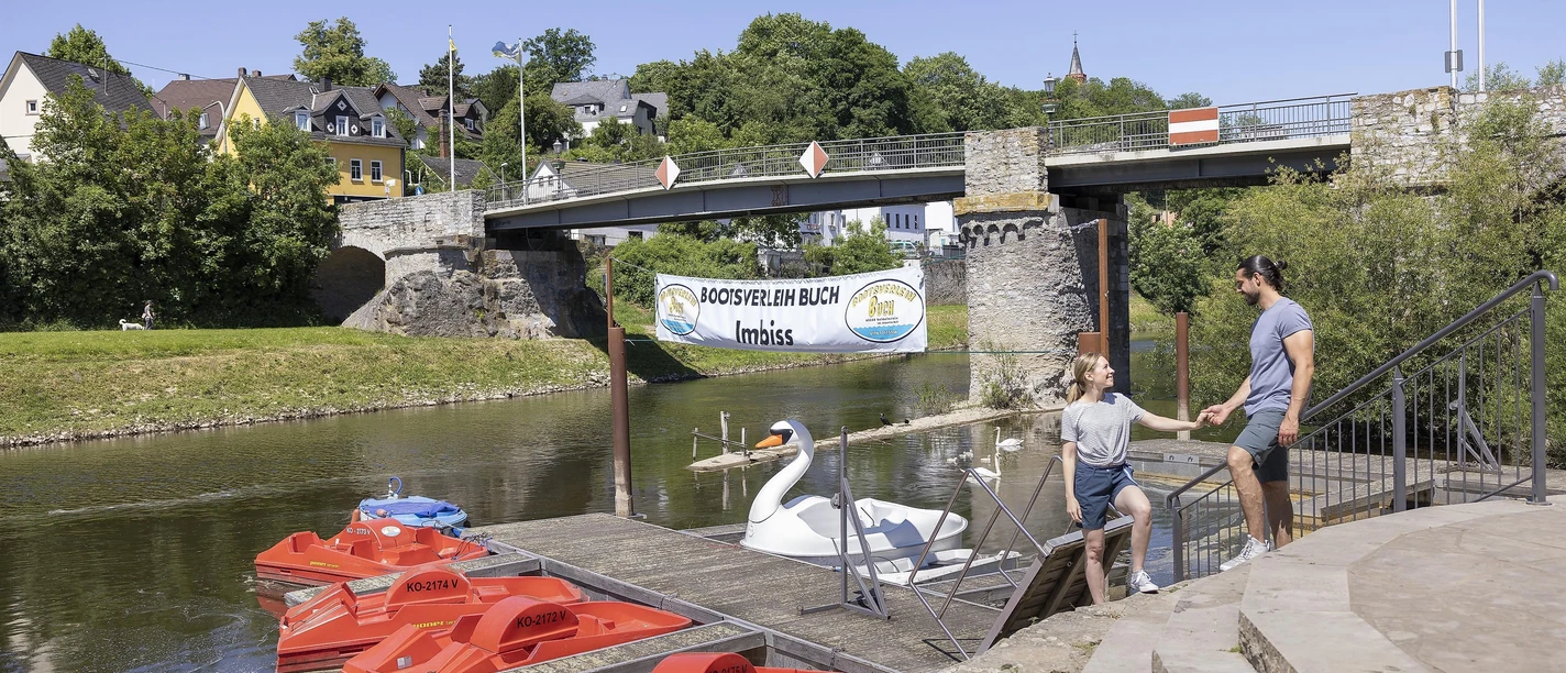 Tretbootstation in den Lahnanlagen