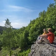 Die Aussicht auf den Hochwald vom Teufelsfelsen aus