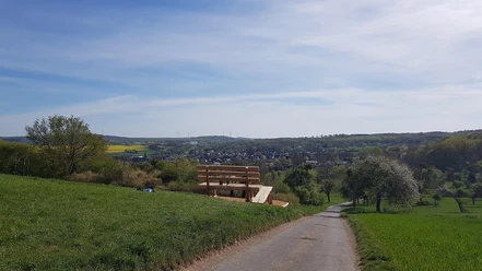 Blick auf die XXL-Baumelbank und Kottenheim