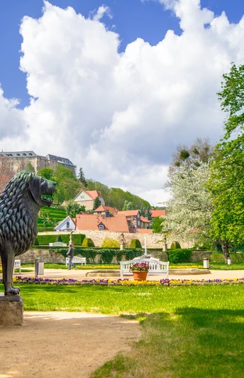 Barockgarten mit dem Braunschweiger Löwen
