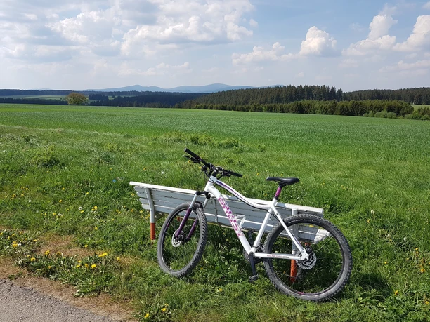 Radweg zwischen Hasselfelde und Trautenstein mit Blick auf den Brocken