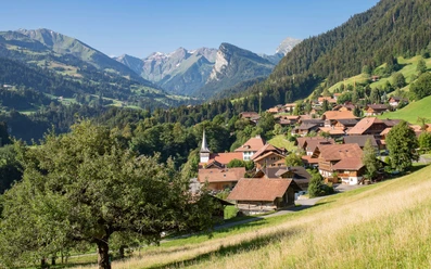 Blick auf Dorf Diemtigen