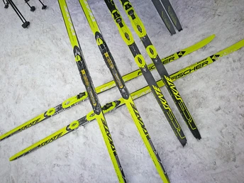 The cross-country skis ready for action