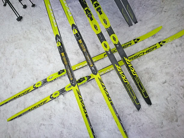 The cross-country skis ready for their use
