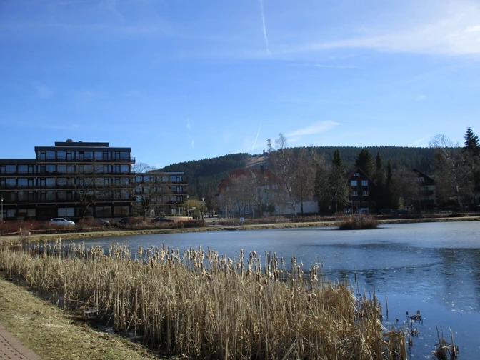 Kranicher Teich mit Bocksberg im Hintergrund