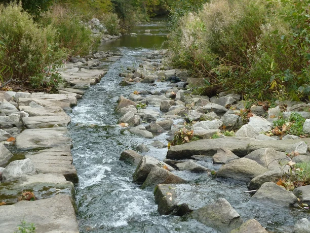 Gewässersituation heute: Rauhgerinne mit Niedrigwasserrinne