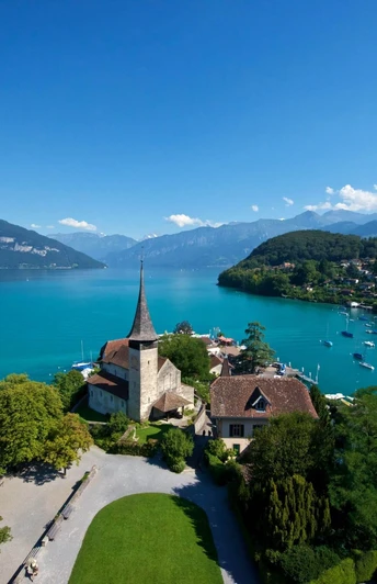 Spiez Castle with bay