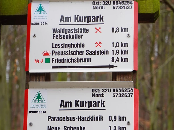 Wegeschilder am Kurpark