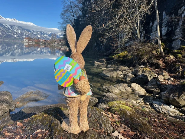 Osterhase in Iseltwald am Ufer des Brienzersees