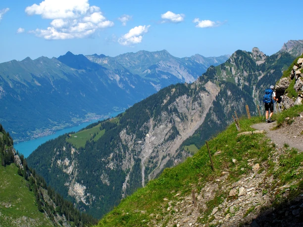 Hiking high above Lake Brienz.