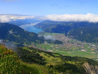 Vue sur Interlaken et le lac de Thoune.