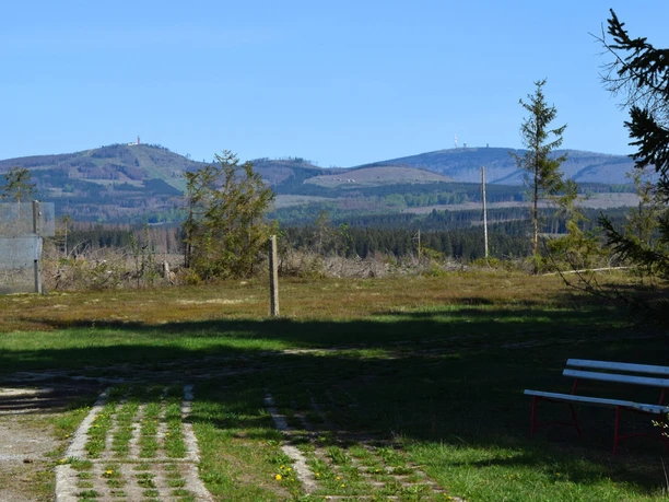 View of Brocken and Wurmberg from the paved path of the Open-Air Border Museum