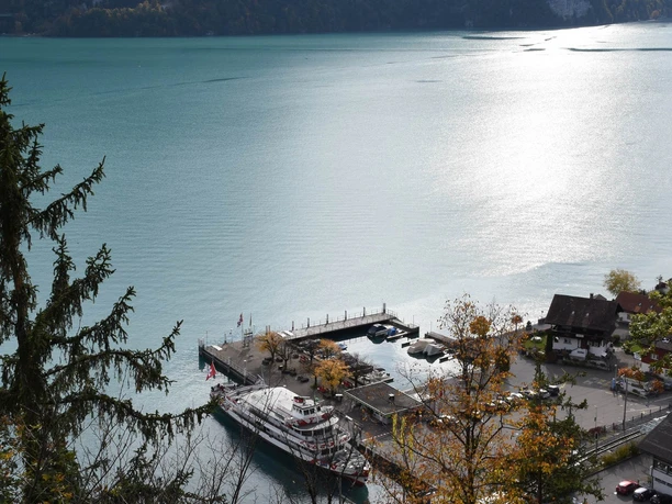 Blick vom Aussichtspunkt Gippi auf die Schiffländet und den Berienzersee