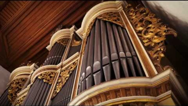 Zu hören ist die Passacaglia von Bach gespielt von Xaver Varnus auf der Silbermann-Orgel in der St. Georgenkirche in Rötha, Leipzig Region
