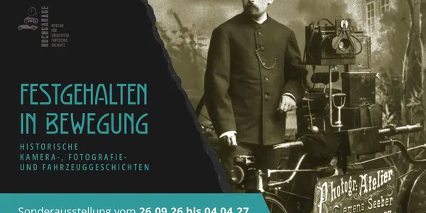 Historisches Foto von Clemens Seeber auf dem Teaser zur Sonderausstellung "Festgehalten in Bewebung"