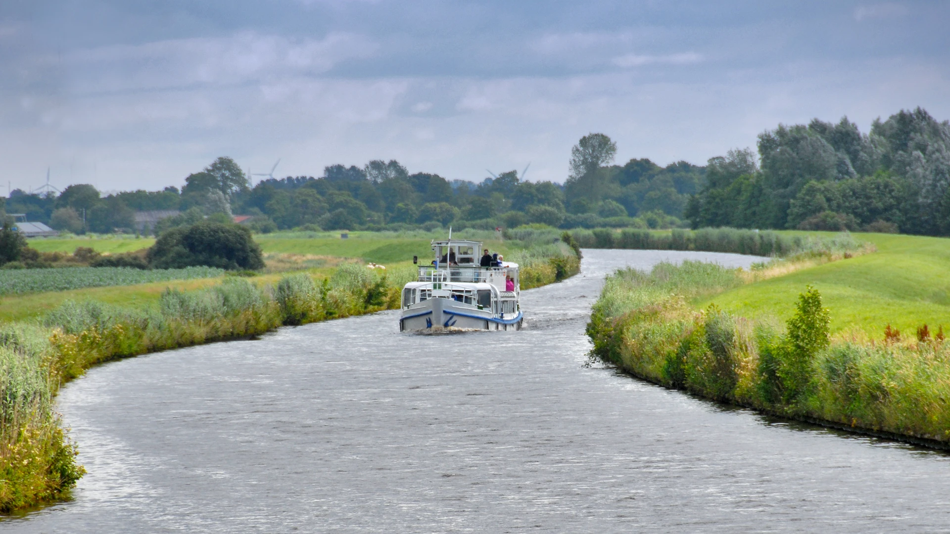 MS Stadt Aurich on the Ems Jade Canal towards Emden